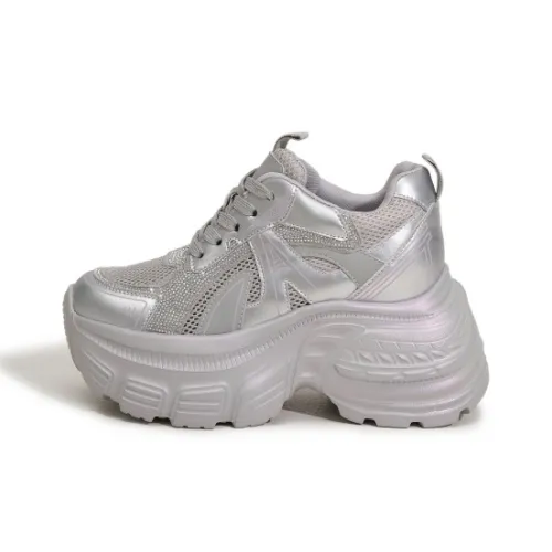 Milan Love Song Mesh Shoes Breathable Lightweight Height Increasing Low Top 8cm Chunky Sneakers Women's Solid Color