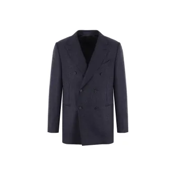CARUSO Textured Wool blend Double breasted Blazer