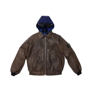Supreme Stone Island Leather Bomber Jacket