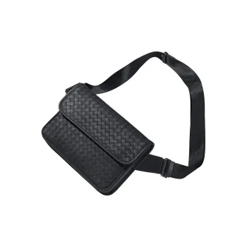 CROSSGEAR Baby Calf Leather Shoulder Bag Unisex Black