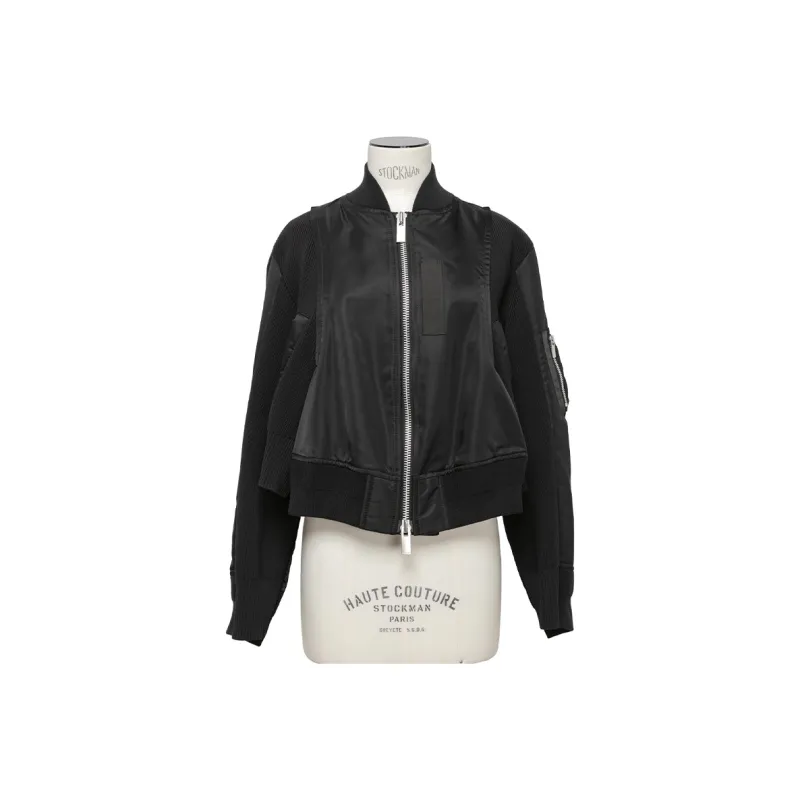 Sacai Twill X Knit Bomber Jacket-0