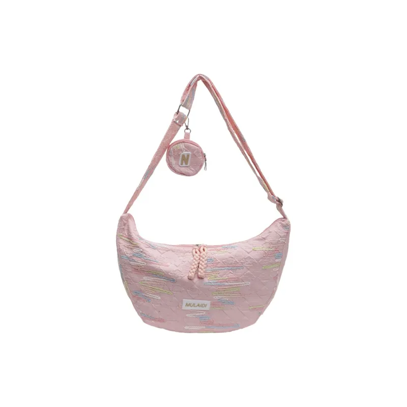 GOBLIN SHARKS 1759 Fabric Shoulder Bag Unisex Ecru/Pink/Black-6