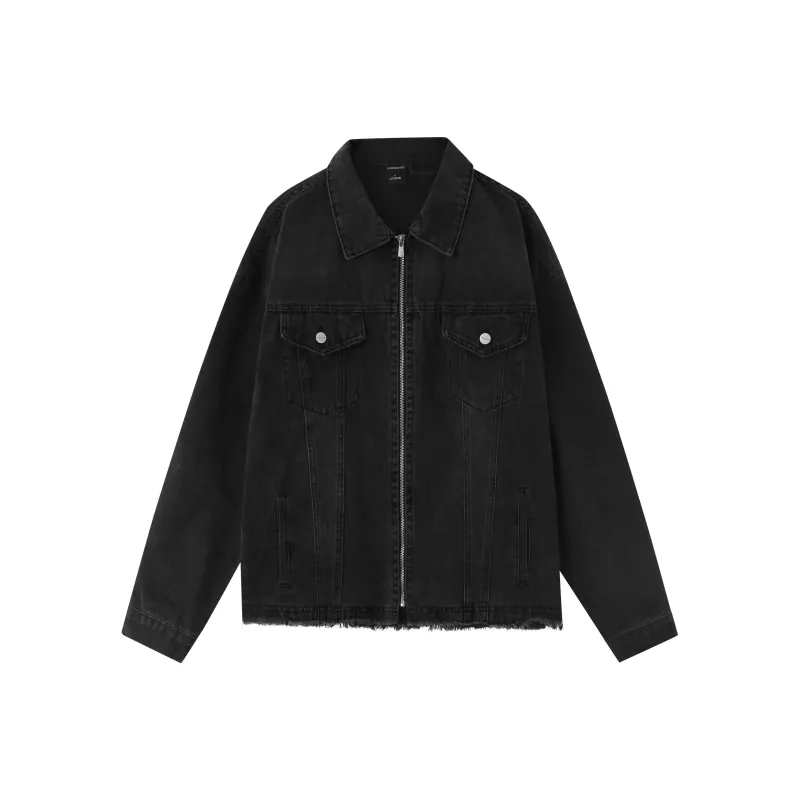 UNKNOWTAL Denim Jacket Unisex Black Gray-0