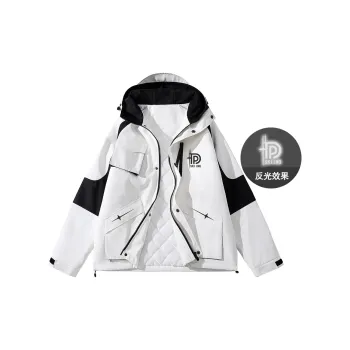 Poshbrain Puffer Jacket Unisex White/Black/Purple