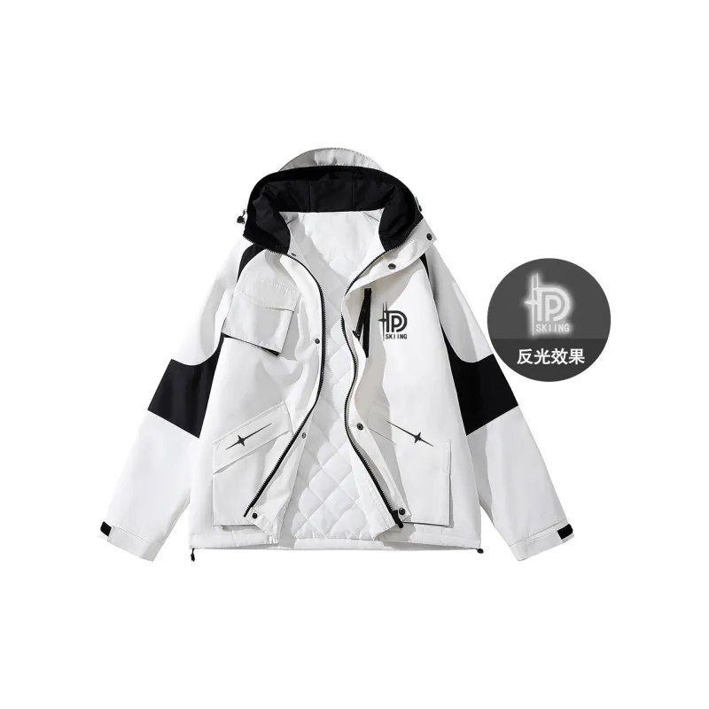 Poshbrain Puffer Jacket Unisex White/Black/Purple-0
