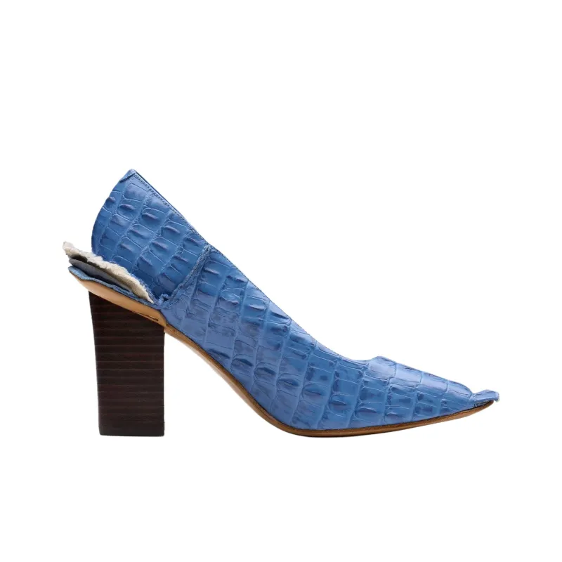 Clarks Martine Rose Block Heel High Heels 8.5cm Women's Blue-1