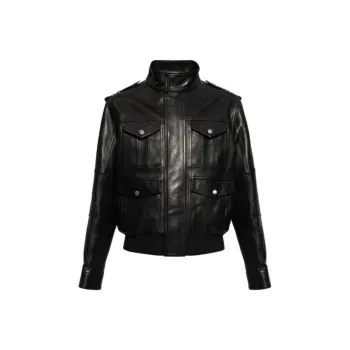 BALMAIN High Neck Leather Jacket