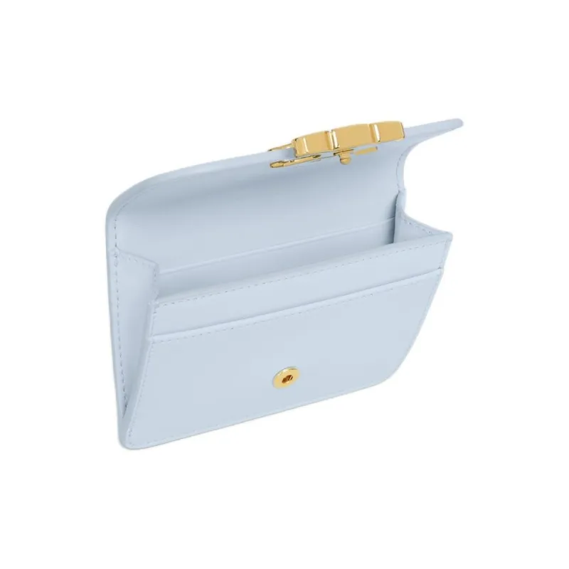 CELINE Triomphe Cow Leather Card Holder Women's Light Blue-3