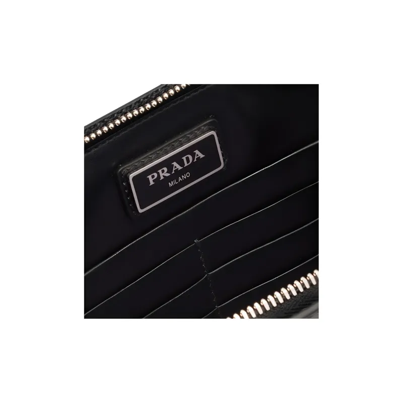 PRADA Saffiano Calfskin Clutch Men's Black-3