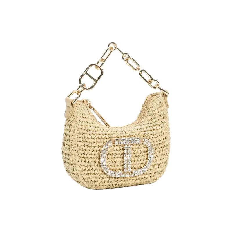 TWINSET MILANO Straw Woven Handbag Women's Beige-0