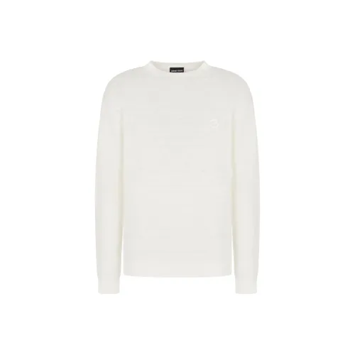 GIORGIO ARMANI Crew Svart Jumper In Linen And Cotton