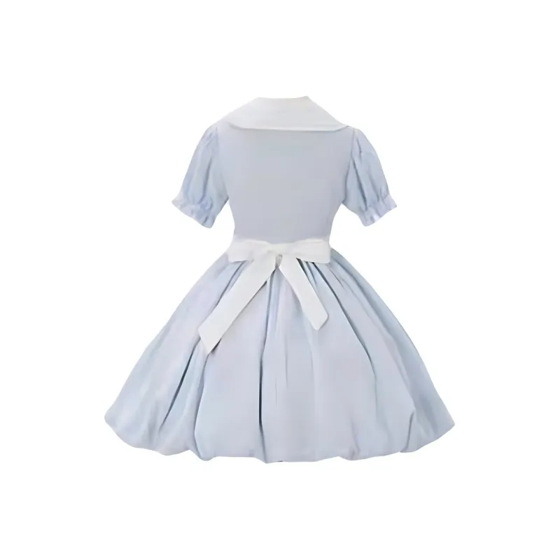 ABCMININ Short Sleeved Dress Women's Blue-1