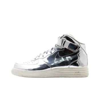 Nike Lunar Force 1 Anti Slip Wear Resistant High Top Skateboard Shoes Men's Silver