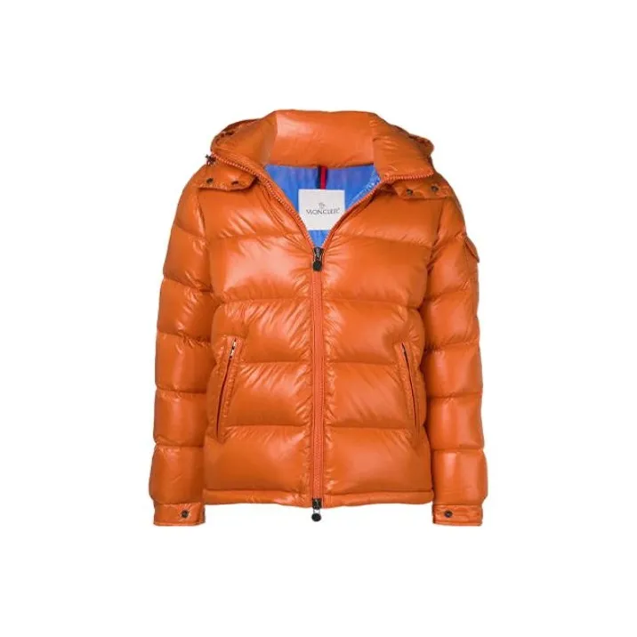 Moncler Maya Series Solid Color Hooded Loose Fit Down Jacket Men's Orange-0