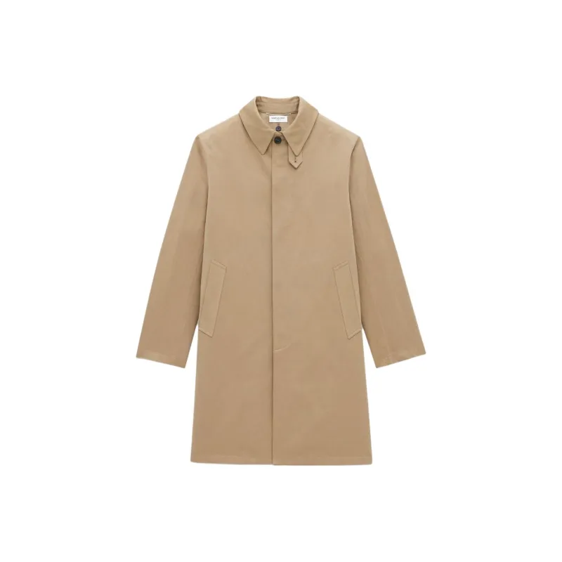 SAINT LAURENT Knee Length Long Sleeved Mackintosh Coat-0