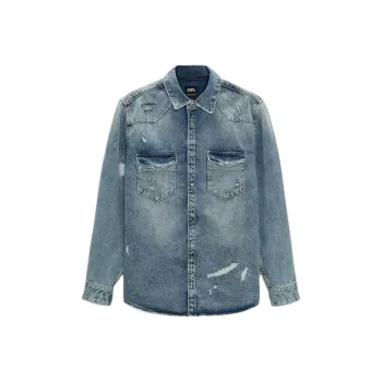 ZARA Denim Jackets Men Blue