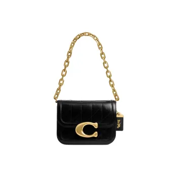 COACH IDOL Smooth Leather One Shoulder Handbag Trumpets Women's Black