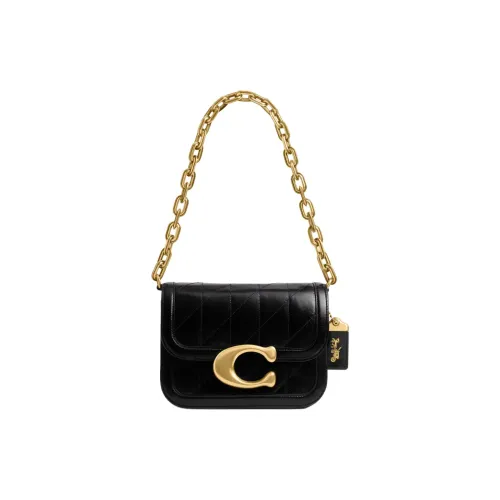 COACH IDOL Smooth Leather One Shoulder Handbag Trumpets Women's Black