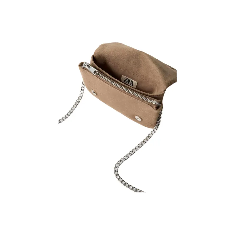 ZARA Polyester Crossbody Bag, Shoulder Bag Women's Brown-3