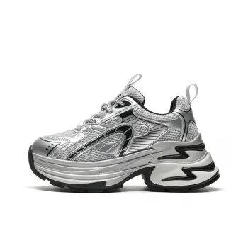 ZHR Lightning Wear resistant And Lightweight Low Top Chunky Sneakers Women's Silver Gray