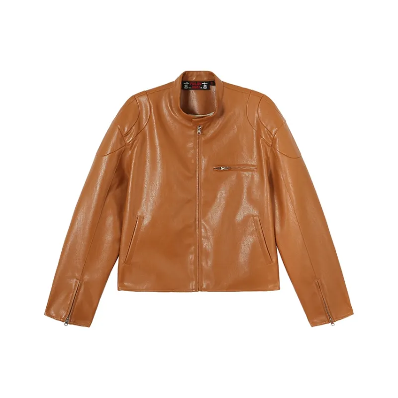 YAOJIUJIUQI Jackets Men Brown-0