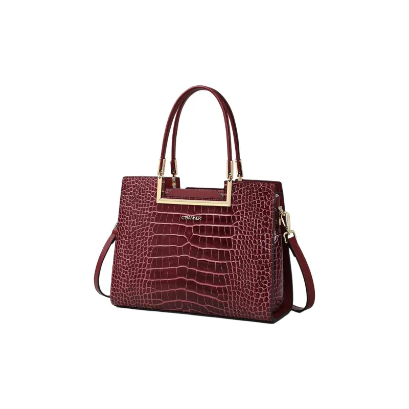 C°BANNER Cow Leather Shoulder Bag, Crossbody Bag, Handbag Medium Size Women's Burgundy-2