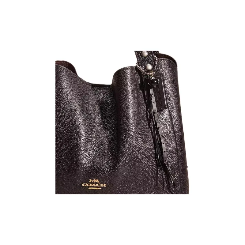 COACH Hadley Leather Tote Bag Shopping Bag Handbag Shoulder Bag Women's Black-3