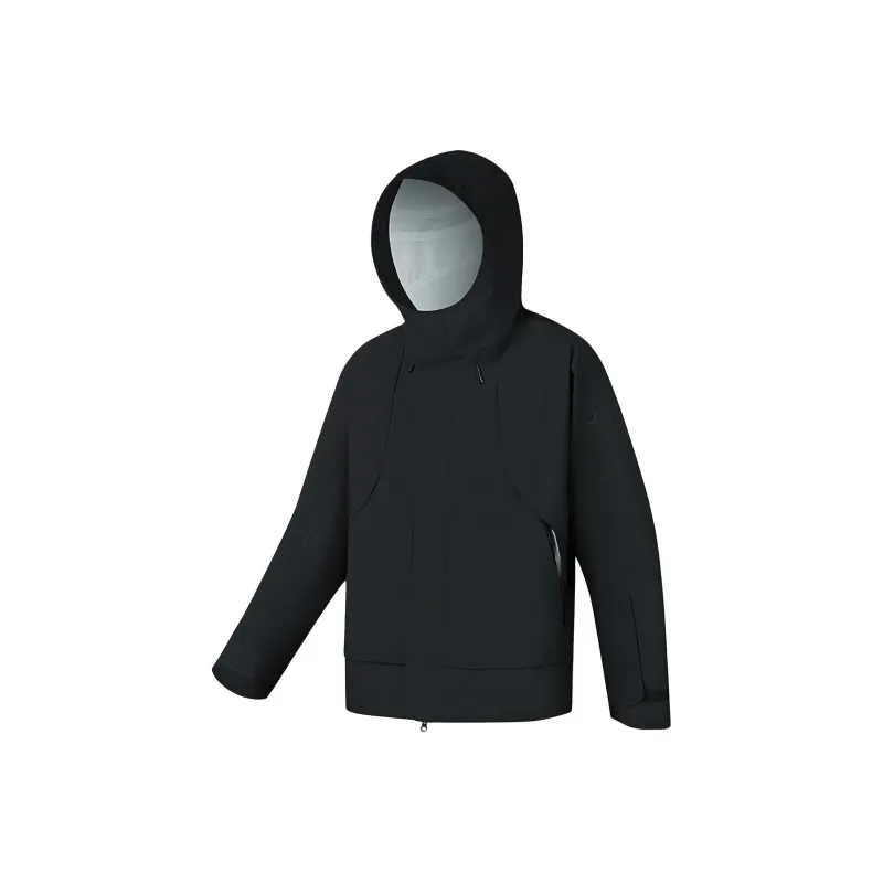 FILA Fitness Hiking Water-Resistant Windproof Breathable Wear-Resistant Rainproof Windbreaker Jacket Unisex Jet Black-0