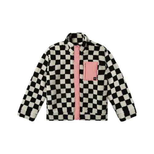 Vans Velvet Jackets Unisex Black White Checkerboard Color