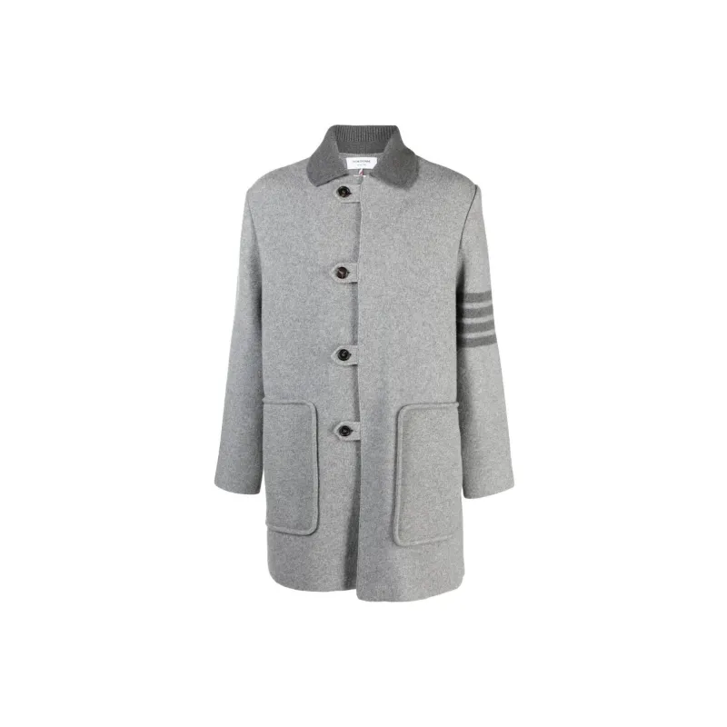 THOM BROWNE Stripe trim Detail Single breasted Coat-0