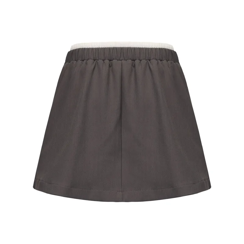 CHIWAWAMEME Casual Short Skirts Women's Gray & White A Line Skirt-1