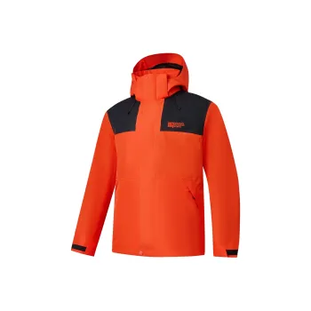 QIAODAN Mountain God Series Water Resistant Windproof And Water Repellent Windbreaker Jacket Men's Bright Orange/Black