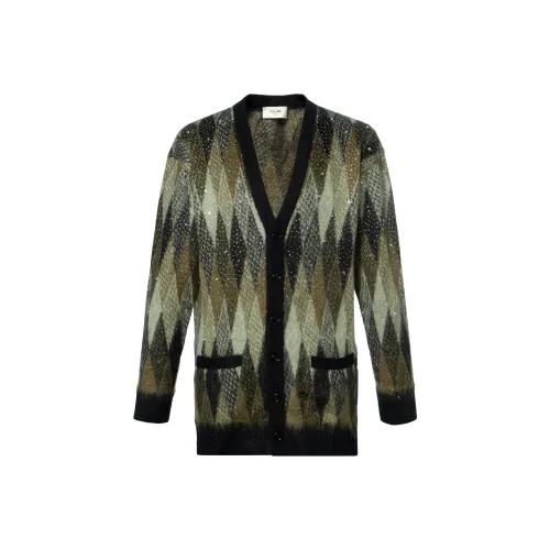 CELINE Embellished V Neck Button Up Cardigan