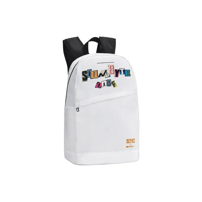 Soundbyte × ONRF Collaboration Polyester Students Backpack Laptop Bag Regular Unisex White-11