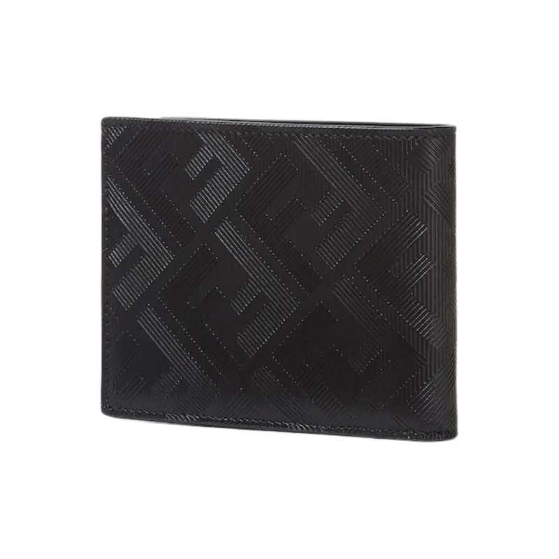 FENDI Leather Wallet Men's Black-1
