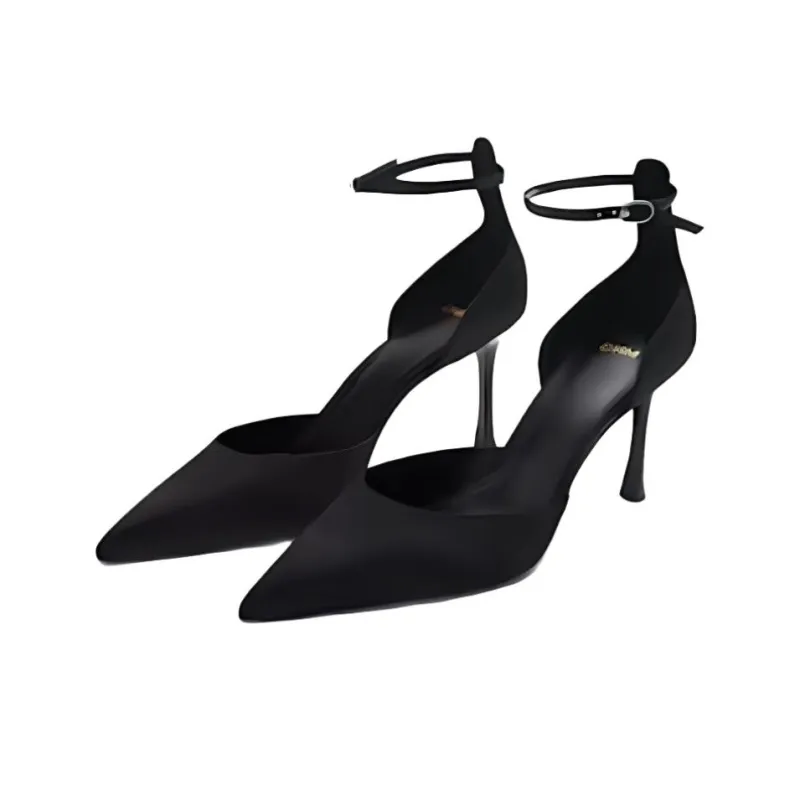 MANGO Slim Heel High Heels 7cm Women's Black-2