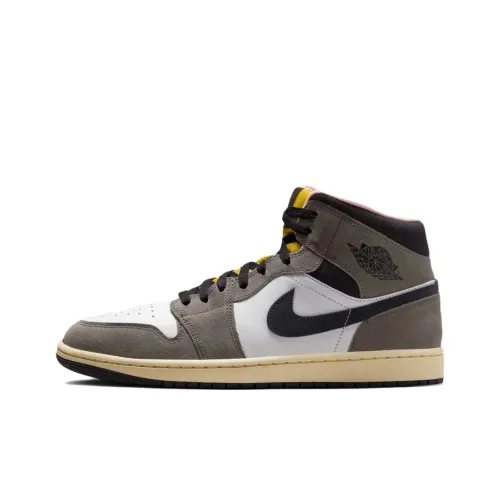 Travis Scott x Jordan Air Jordan 1 Anti Slip Wear Resistant Mid Top jordan 4 ducks for sale Unisex Gray