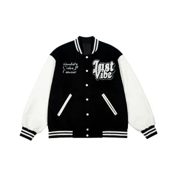 JUST VIBE Thickened Baseball Jacket Spring, Autumn And Winter Unisex Black