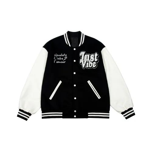 JUST VIBE Thickened Baseball Jacket Spring, Autumn And Winter Unisex Black