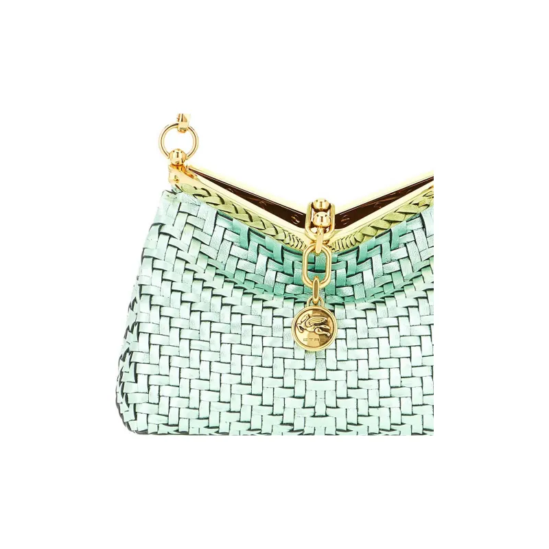 ETRO Calfskin Shoulder Bag Women's Light Green-4