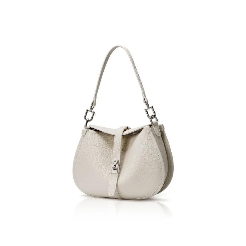 ROBERTA DI CAMERINO Cow Leather Crescent Bag, Crossbody Bag, Shoulder Bag Women's Black/Beige-7