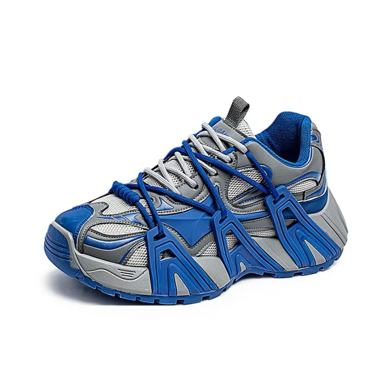 OUGLEMEN Chunky Sneakers Men Low Top Beige Yellow/White Green/Gray Blue-14