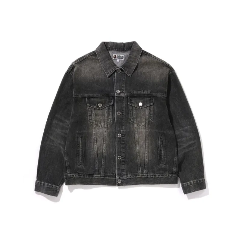 A BATHING APE Distressed Denim Trucker Jacket-0