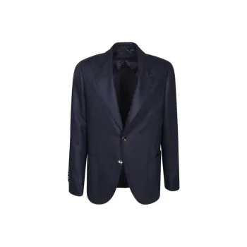 LARDINI Herringbone-Pattern Single-Breasted Tailored Blazer