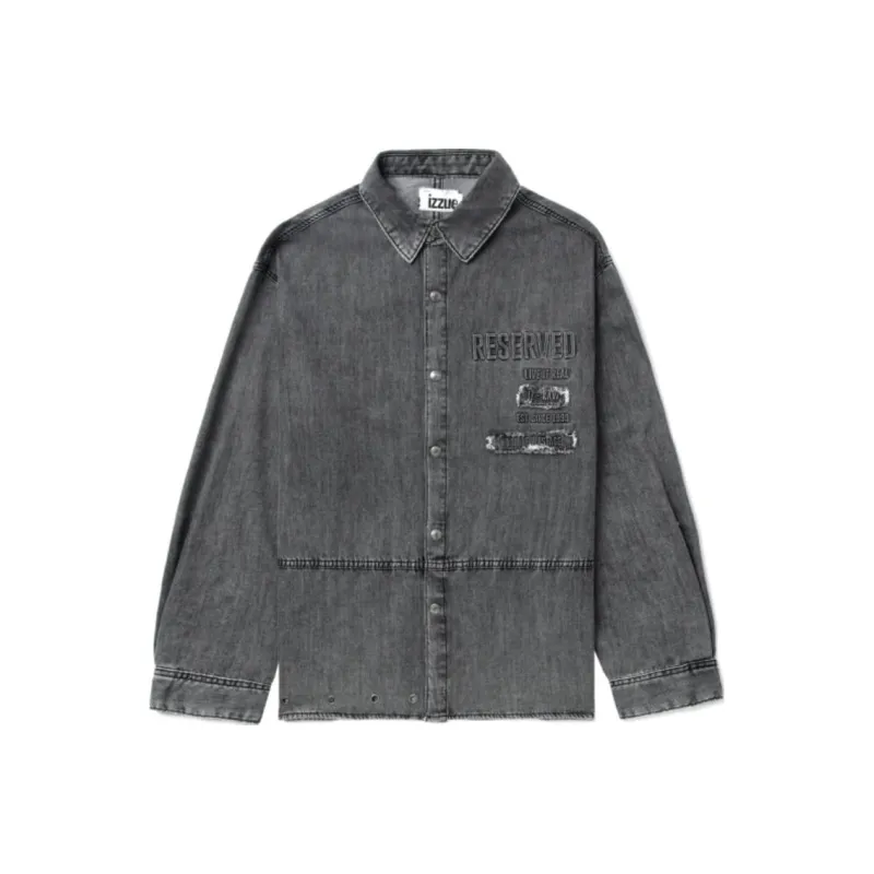 Izzue Slogan embossed Denim Shirt-0