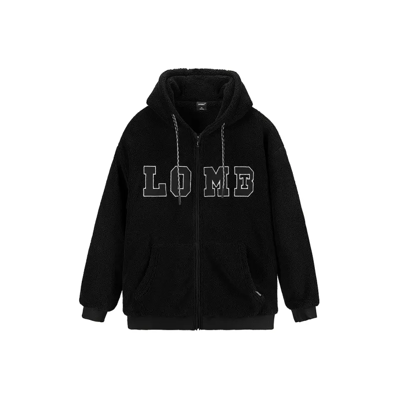 LOMBT Letter Geometric Pattern Hooded Loose Fit Thickened And Fleece Lined Puffer Jacket Unisex-2