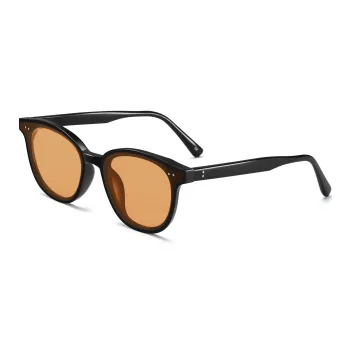Wood Premium TR/Memory Plastic Round Sunglasses Women's