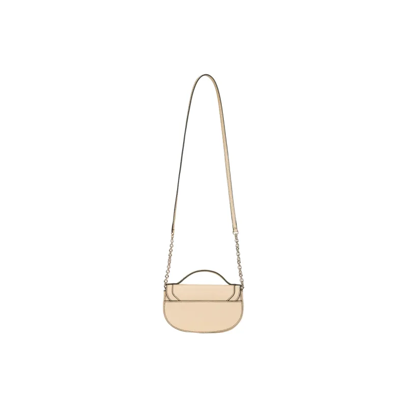 Furla Club 2 Grain Leather Trim Saddle Bag Handbag, Shoulder Bag, Crossbody Bag Mini Women's Beige-2