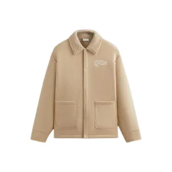 KITH Faux Shearling Long Sleeve Boxy Collared Overshirt