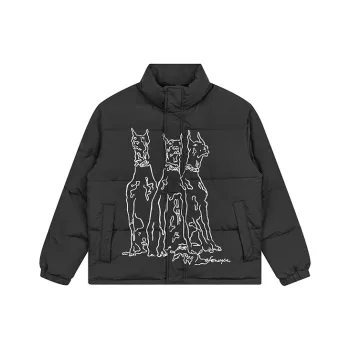 EMPTY REFERENCE Doberman Series Puffer Jacket Unisex Black